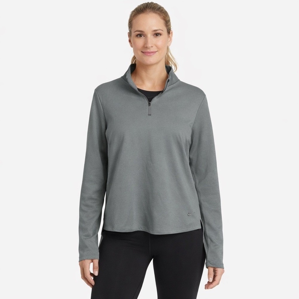 Nike Therma Fit Pullover Gray Quarter Zip Lightweight Athletic Top Women M